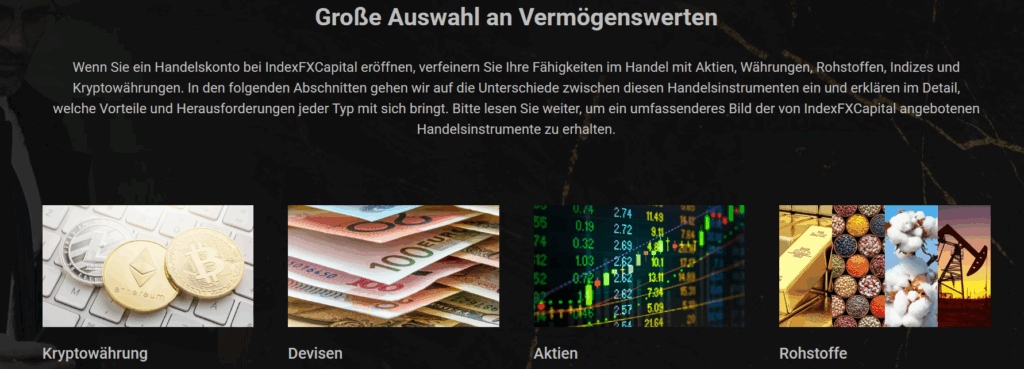IndexFXCapital Verschiedene Vermögenswerte von einem Ort aus handeln IndexFXCapital Verschiedene Vermögenswerte von einem Ort aus handeln