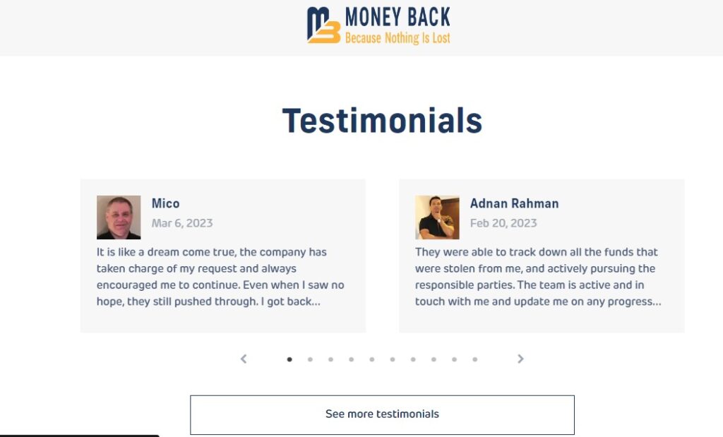money back testimonials